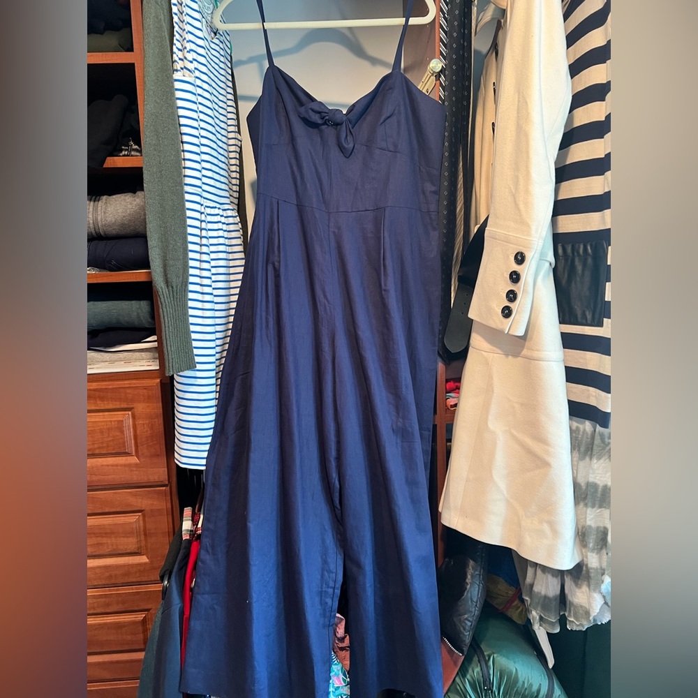 J. Crew Linen Navy Blue Romper Crop size 14